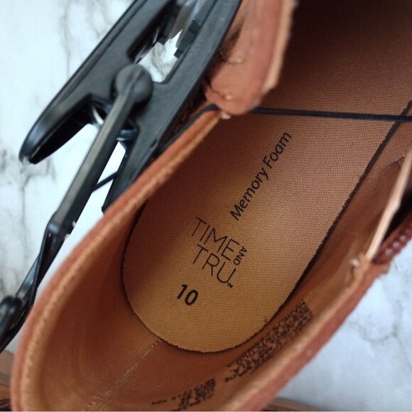 NWT Time and Tru Faux Suede Cognac Ankle Boots Size 10 - Picture 7 of 12